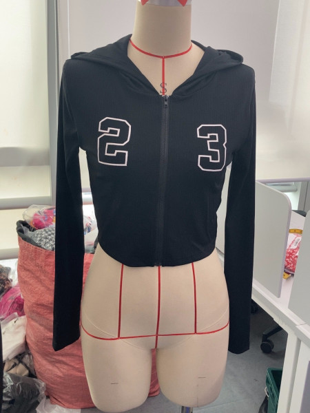Digital printed zipper hooded long sleeved pants set