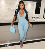 Tight pants zipper jumpsuit