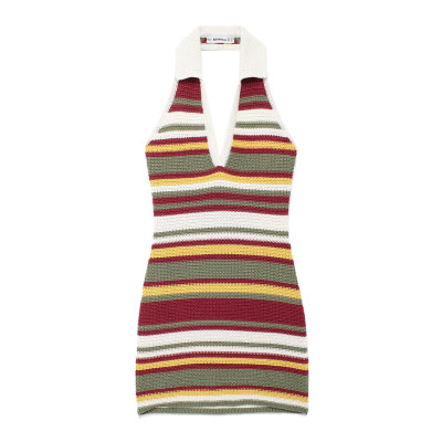 Tailored crochet short neck dress