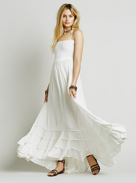Cotton backless beach long skirt dress