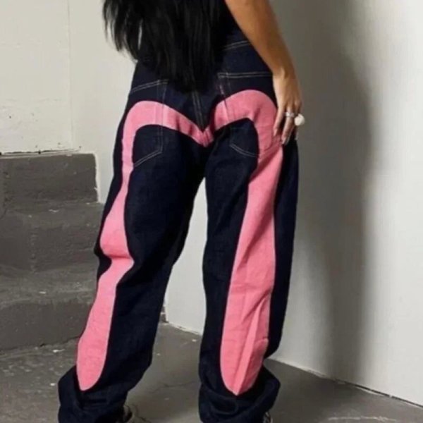 Retro hip-hop trendy straight leg jeans