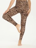 Leopard print leggings with high waist, tight fit, and stretch yoga cropped pants