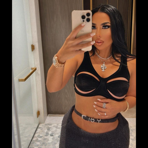 Hollow out camisole with exposed navel vest