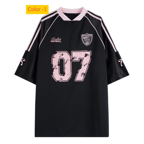 Baseball collar contrasting short sleeved long sleeved t-shirt