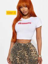 Round neck crop exposed short T-shirt top with short sleeves