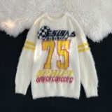 Hip hop street sweater imitation mink loose mohair knit sweater