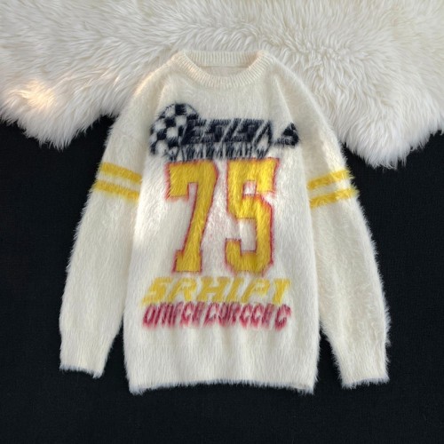 Hip hop street sweater imitation mink loose mohair knit sweater