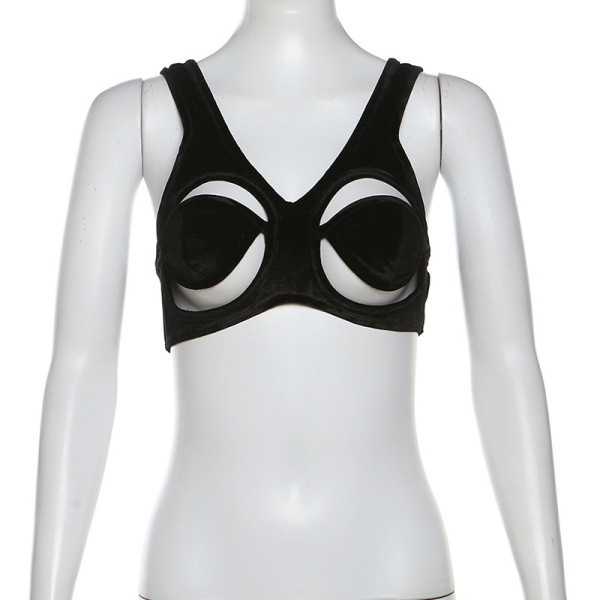 Hollow out camisole with exposed navel vest