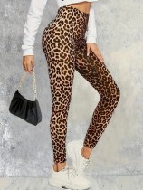 Leopard print leggings with high waist, tight fit, and stretch yoga cropped pants Leopard print leggings with high waist, tight fit, and stretch yoga cropped pants