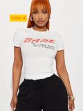 Round neck crop exposed short T-shirt top with short sleeves