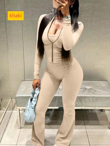 Cardigan top slim fit flared pants set