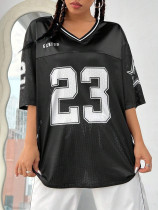 Long hollowed out ball jersey top