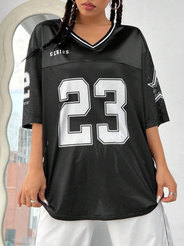 Long hollowed out ball jersey top