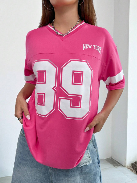 Loose printed ball jersey top