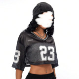 Short hollowed out ball jersey top