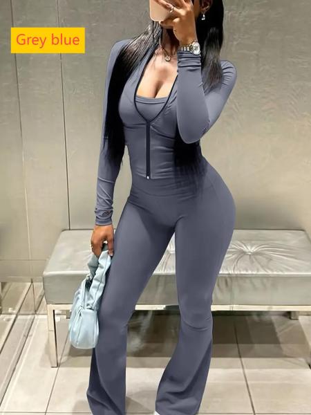 Cardigan top slim fit flared pants set