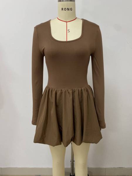 Long sleeved vest, flower bud hem, suspender dress