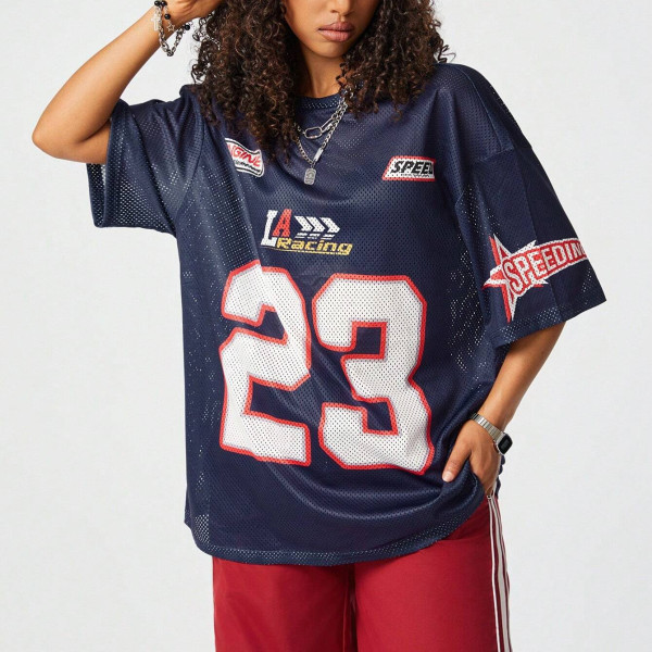 Long hollowed out ball jersey top
