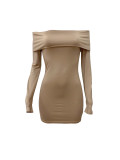 One shoulder slim fit long sleeved dress