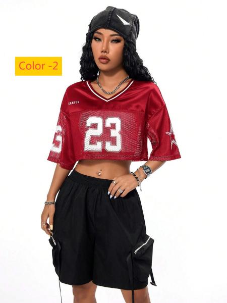 Short hollowed out ball jersey top