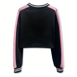 Digital printed ball jersey loose long sleeved V-neck sweatshirt