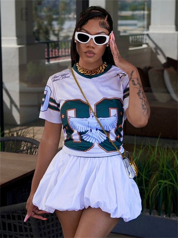Loose printed short sleeved T-shirt
