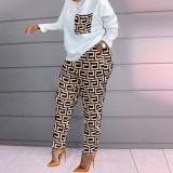 Printed long sleeved oversized loose suit