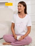 Love Sleepwear Set Round Neck Short Sleeve Pants Two Piece Set