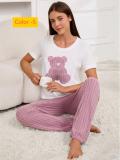 Love Sleepwear Set Round Neck Short Sleeve Pants Two Piece Set