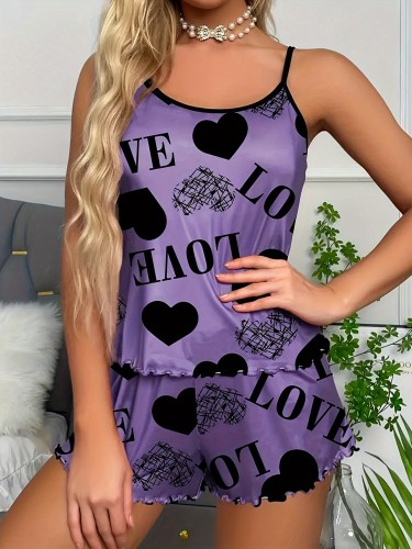 Strap, Pajama, Shorts, Love Home Clothes