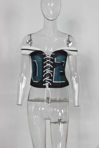 Printed lace up vest top