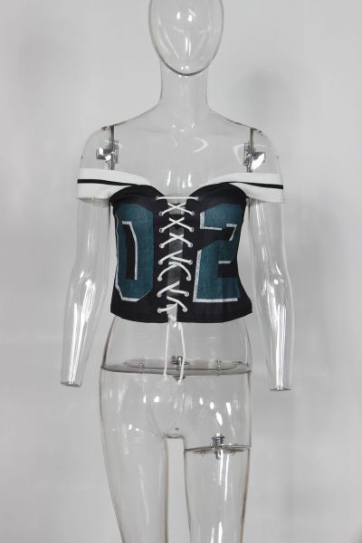 Printed lace up vest top