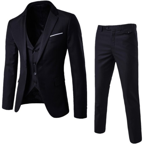 Men's single button suit three piece set