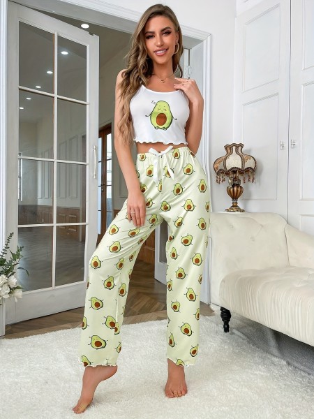 Avocado camisole pajama pants two-piece home outfit