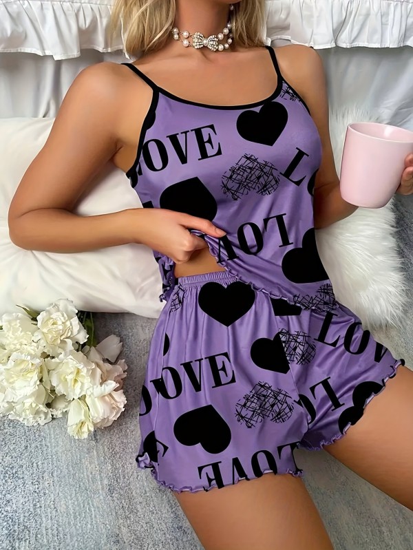 Strap, Pajama, Shorts, Love Home Clothes
