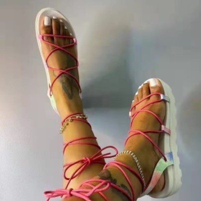 Thick soled women's sandals with open toe straps and slipper LX750398059434
