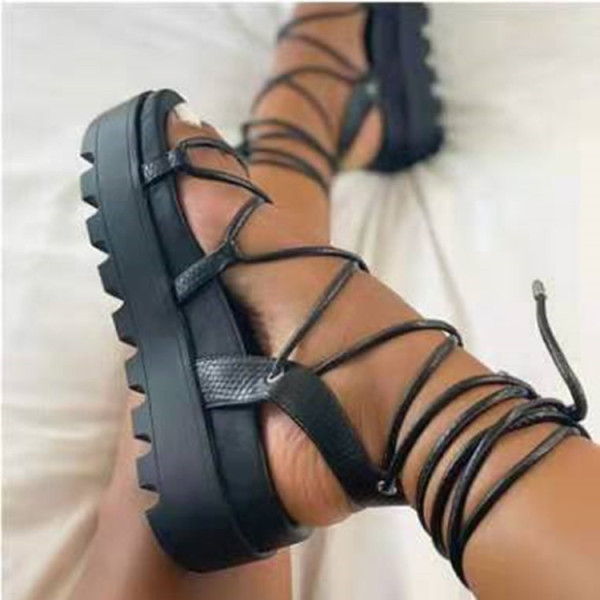 Thick soled women's sandals with open toe straps and slipper LX750398059434