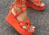 Fish mouth strap wedge heel sandals LX729126665512