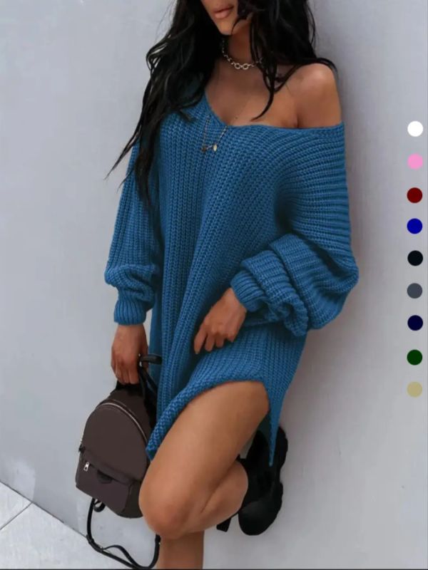 V-neck knitted sweater