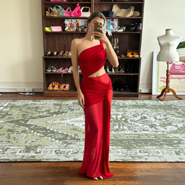 Mesh ribbon dress
