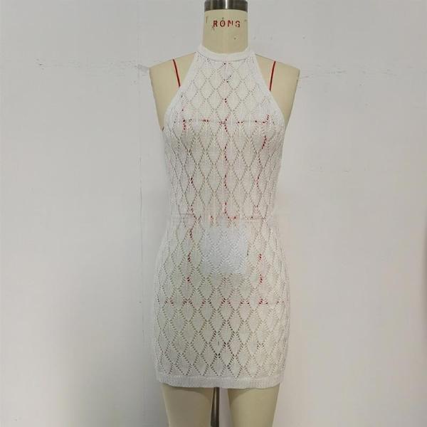 Hollow neck strap, see through backless short sunscreen cover, skirt
