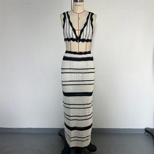 Striped beach bikini long dress set