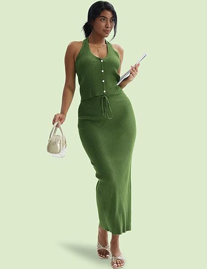Button women's knitted dress