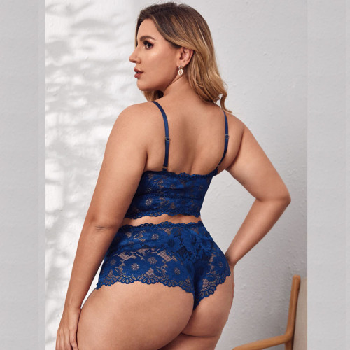 Large size sexy lingerie lace bra two-piece set