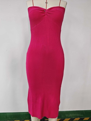 Knitted twisted woolen dress