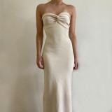Knitted twisted woolen dress