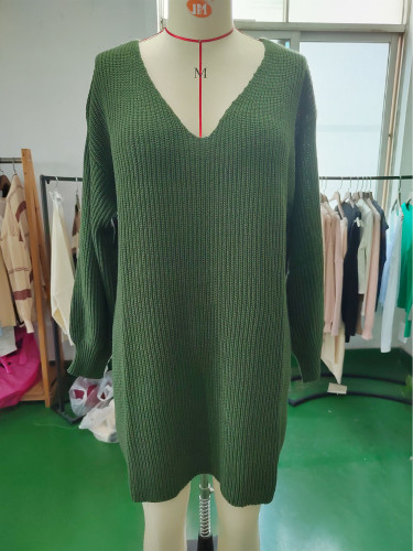 V-neck knitted sweater