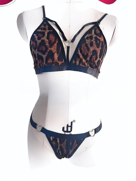 Sexy lingerie leopard print bikini three-point set
