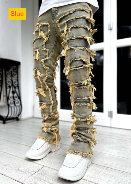 Men's denim straight leg pants
