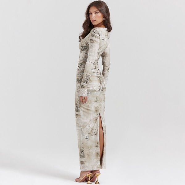Hip hugging skirt long sleeved dress